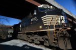 Close up of NS 9893 passing under 7th Street en route to deliver cars to CSX